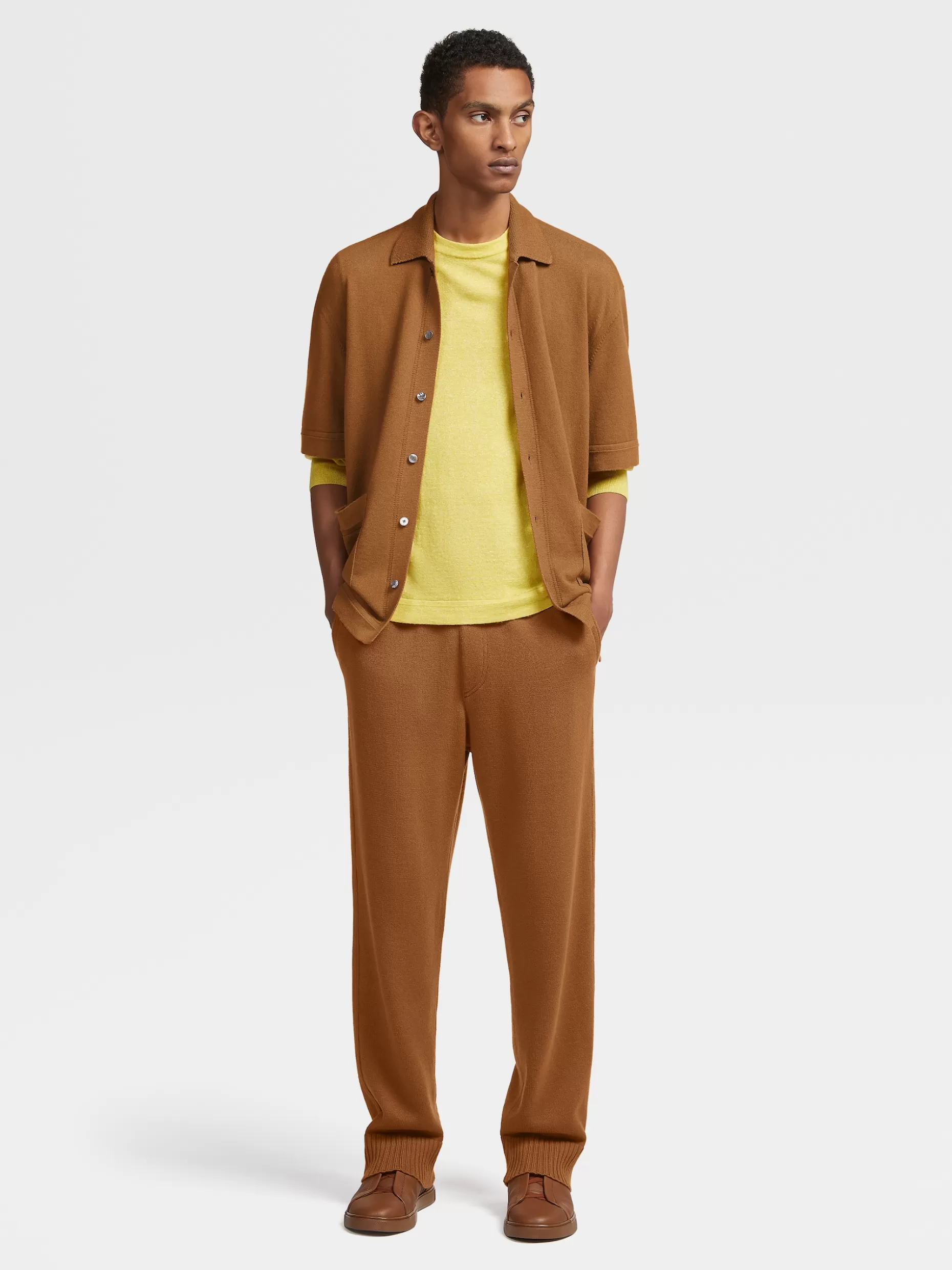 Men ZEGNA Color Cashmere And Cotton Knit Joggers