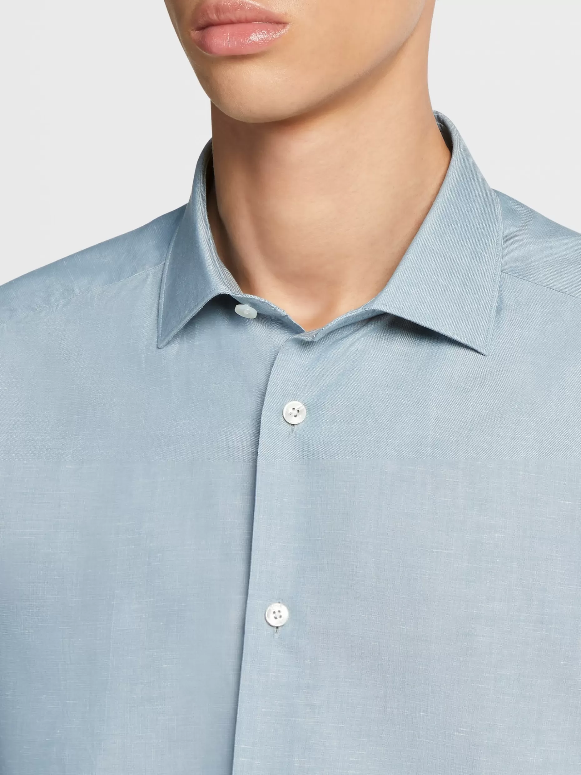 Men ZEGNA Crossover Blend Cotton Linen And Silk Long-Sleeve Tailoring Shirt