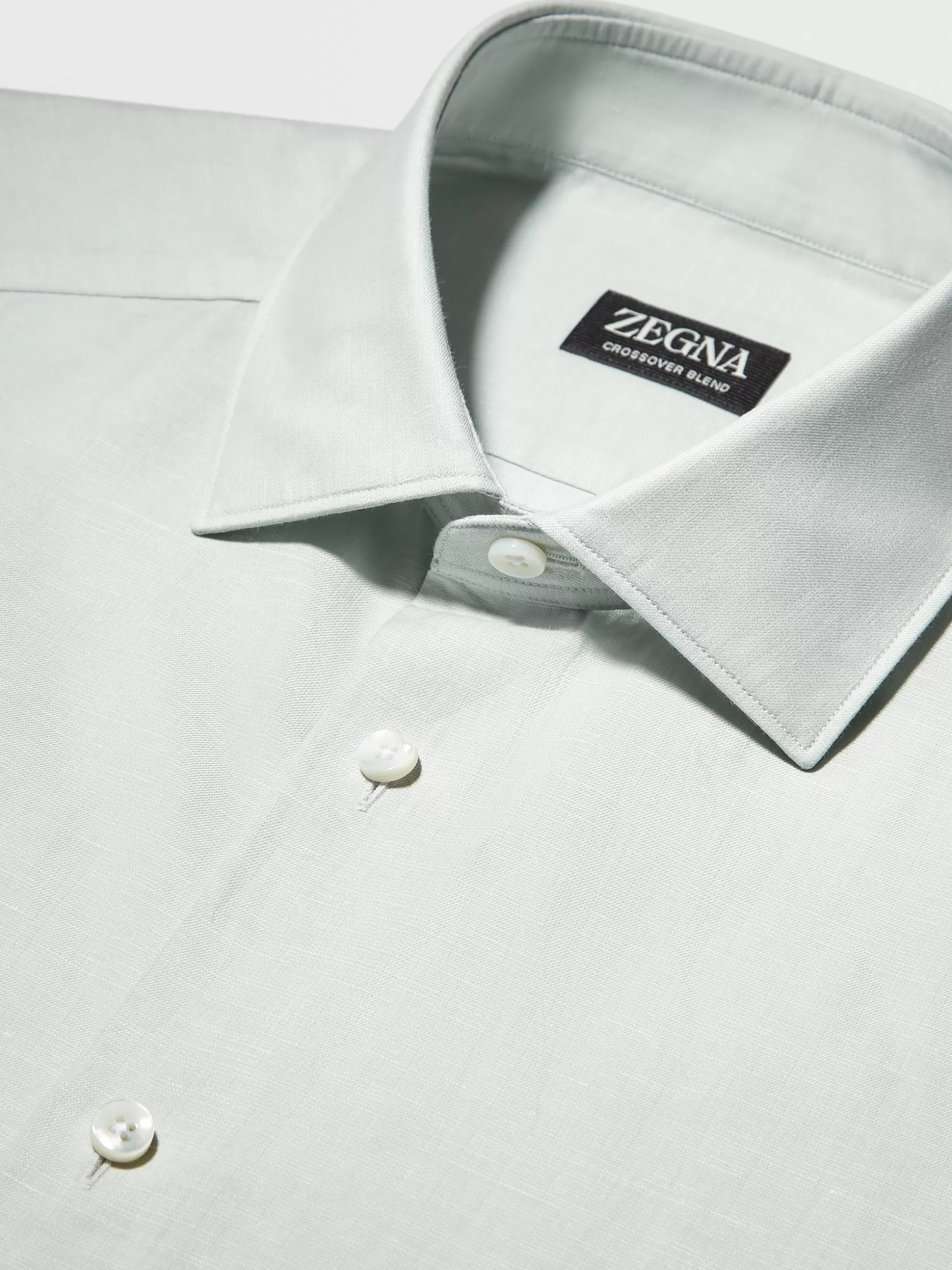 Men ZEGNA Crossover Blend Cotton Linen And Silk Long-Sleeve Tailoring Shirt