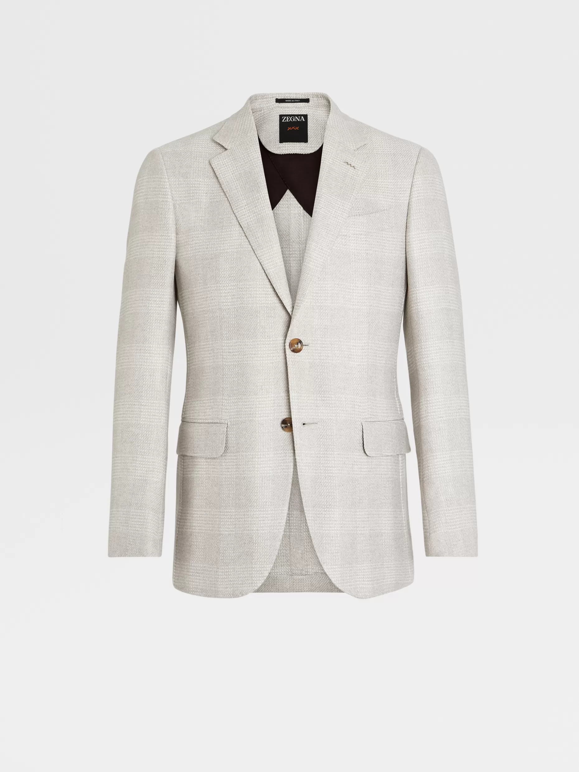 Men ZEGNA Off White And White Stretch Cashmere, Silk And Wool Atelier Jacket